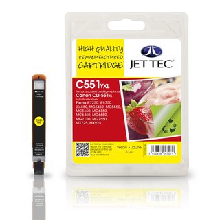 JETTEC Tinte Yellow, Remanufactured zu Canon CLI-551XLY  IP7200