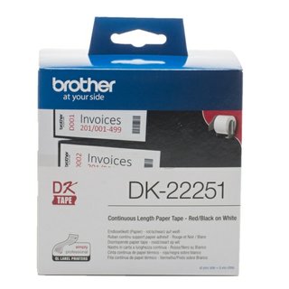 Original BrotherDK-22251 DirectLabel Etiketten rot / schwarz auf weiss