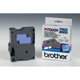 Original BrotherTX-551 DirectLabel schwarz auf blau