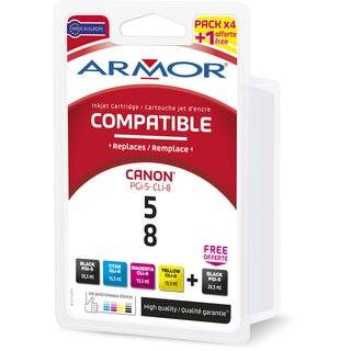 ARMOR Tinte Multipack 2xBK pig. 1xC/M/Y , kompatibel zu Canon (PGI-5BK/ CLI-8C/M/Y) IP4200, IP4300, MP50 !!! ABVERKAUF !!!