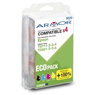 ARMOR Tinte Multipack 1xC/M/Y/BK Jumbo, kompatibel zu Epson (T0711,2,3,4) Stylus D78, D92,  !!! ABVERKAUF !!!